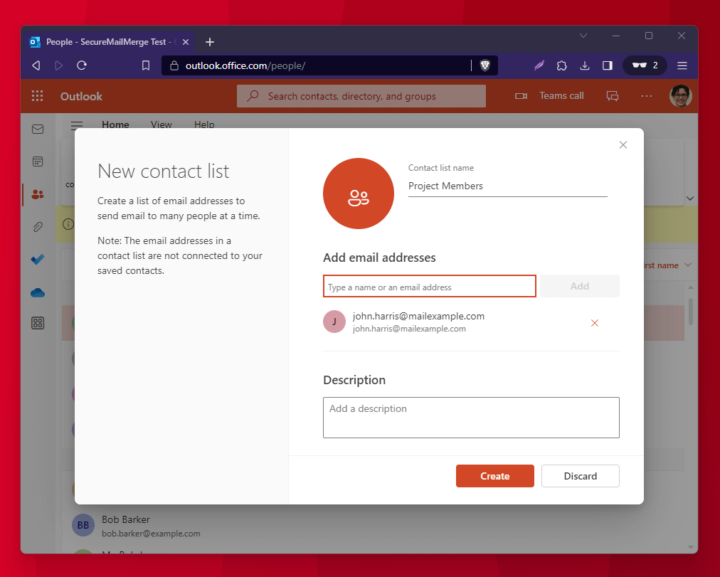 Quick Steps to adding Contacts to an Outlook Contact Group in New Outlook