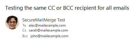 Adding CC or BCC recipients to a mail merge